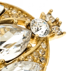 مملوكة مسبقًا Christian Dior Iconic Bee Crystal Embellished Gold Tone Pin Brooch