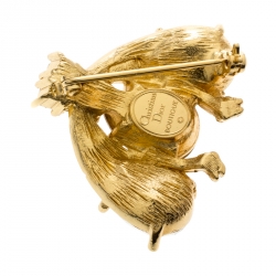 مملوكة مسبقًا Christian Dior Iconic Bee Crystal Embellished Gold Tone Pin Brooch