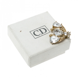 Christian Dior Iconic Bee Crystal Embellished Gold Tone Pin Brooch