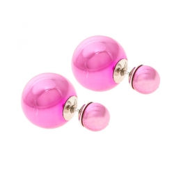 Pre Owned Dior Tribales Pink Metallic Silver Tone Stud Earrings