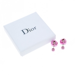Pre Owned Dior Tribales Pink Metallic Silver Tone Stud Earrings