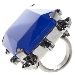 Pre Owned Christian Dior Cocktail Blue Giant Ring Size 52