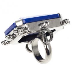 Pre Owned Christian Dior Cocktail Blue Giant Ring Size 52