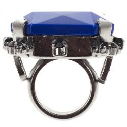 Pre Owned Christian Dior Cocktail Blue Giant Ring Size 52