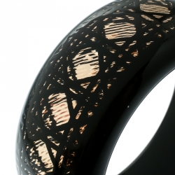 Dior Black Cannage Pattern Wide Bangle Bracelet