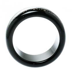 Dior Black Cannage Pattern Wide Bangle Bracelet