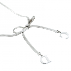 Pre Owned Dior Bow CD charm Silver Tone Snake Chain Necklace