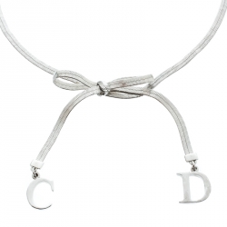 Pre Owned Dior Bow CD charm Silver Tone Snake Chain Necklace