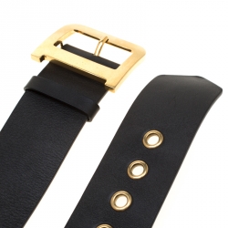 Pre Owned Dior Black Leather Diorquake Belt Size 80cm