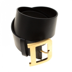 Pre Owned Dior Black Leather Diorquake Belt Size 80cm