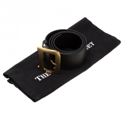 Pre Owned Dior Black Leather Diorquake Belt Size 80cm