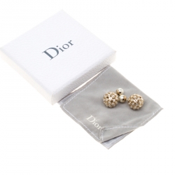 Pre Owned Dior Mise En Dior Tribale Crystal  Gold Tone Stud Earrings