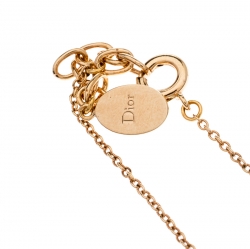 مملوكة مسبقًا قلادة ديور فلاور كريستال وردي ذهبية اللون