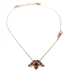 مملوكة مسبقًا قلادة ديور فلاور كريستال وردي ذهبية اللون