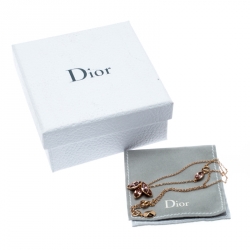 مملوكة مسبقًا قلادة ديور فلاور كريستال وردي ذهبية اللون