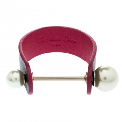 Pre Owned Dior Bicolor Leather Perle Bracelet S
