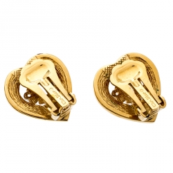 Pre Owned Dior Crystal Studded Gold Tone Necklace and Earrings Set