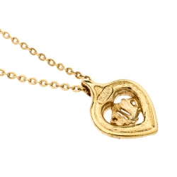 Pre Owned Dior Crystal Studded Gold Tone Necklace and Earrings Set