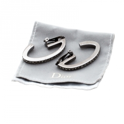 مملوكة مسبقًا أقراط ديور فضية اللون مرصعة كريستال بمشابك