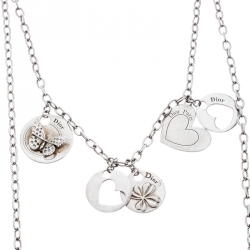مملوكة مسبقًا Dior Multi Charms Two Tiered Sterling Silver Necklace
