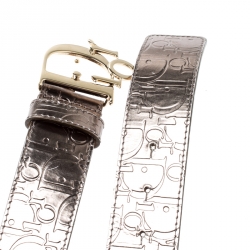 مملوكة مسبقًا Dior Olive Green Diorissimo Patent Leather Logo Belt 85 CM