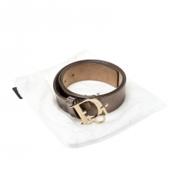 مملوكة مسبقًا Dior Olive Green Diorissimo Patent Leather Logo Belt 85 CM