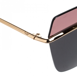 مملوكة مسبقًا Christian Dior Gold/Black Rose Gold Mirrored Dior Metallic Square Sunglasses