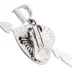 Pre Owned Dior Heart and Arrow Crystal Silver Tone Clip-on Drop Earrings