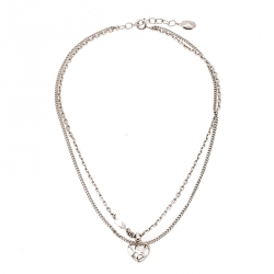 مملوكة مسبقًا Dior Heart Silver Tone Multi Chain Pendant Necklace
