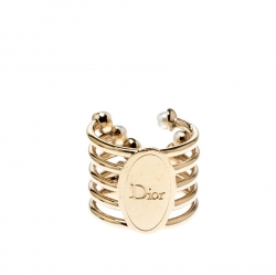 Pre Owned خاتم ديور ذهبي اللون لؤلؤ صناعي مفتوح مقاس 54.5