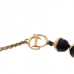 Pre Owned سوار ديور ميس أو ديو أسود بخرز ذهبي اللون