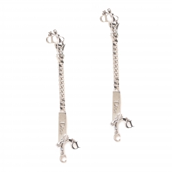 مملوكة مسبقًا Dior Bow Chain Tag Silver Tone Clip-on Dangle Earrings