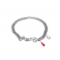 Pre Owned Dior Crystal Studded Gunmetal Tone Chain Link Choker Necklace