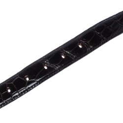 Pre Owned حزام ديور بإبزيم جلد تمساح بني داكن 95 سم