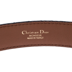 Pre Owned حزام ديور بإبزيم جلد تمساح بني داكن 95 سم