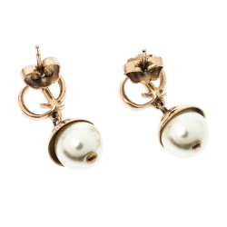 مملوكة مسبقًا Dior Mise en Dior Faux Pearl Gold Tone Drop Earrings