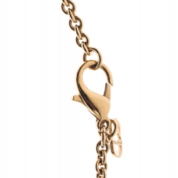 Dior Letter Charm Crystal Gold Tone Pendant Necklace