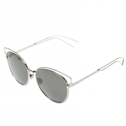 Pre Owned Dior Silver/Black DIOR Sideral 2 JB0SF Cat Eye Sunglasses