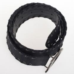 Pre Owned Christian Dior Monogram Black Leather Belt 94 CM