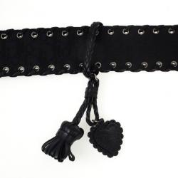 Pre Owned Christian Dior Monogram Black Leather Belt 94 CM