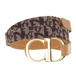 Pre Owned Dior Brown Diorissimo CD Buckle Belt 80CM