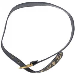 Pre Owned Dior Black/Brown Leather Cotton Trotter Pattern Belt