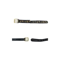 Pre Owned Dior Black/Brown Leather Cotton Trotter Pattern Belt