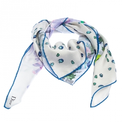 Pre Owned Dior Multicolor Flora And Fauna Printed Silk Scarf