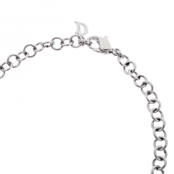 Pre Owned Dior Multi Charm Crystal Silver Tone Bracelet