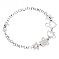 Pre Owned Dior Multi Charm Crystal Silver Tone Bracelet