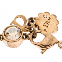 Pre Owned Dior Coral and Turquoise Cabochon Gold Tone Crystal Bracelet