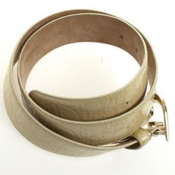 مملوكة مسبقًا Christian Dior Cream Patent Diorissimo Belt 
