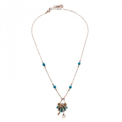 مملوكة مسبقًا قلادة ديور حجر أزرق كريستال وذهب عتيق