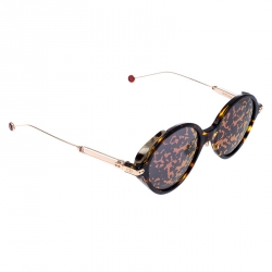 مملوكة مسبقًا Dior Gold Havana / Pink Mirror Leaf DiorUmbrage Round Sunglasses